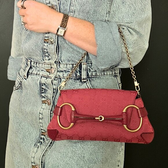 Vintage Gucci Tom Ford Era Horsebit Shoulder Bag & Clutch in Rare Pink - Picture 11 of 11